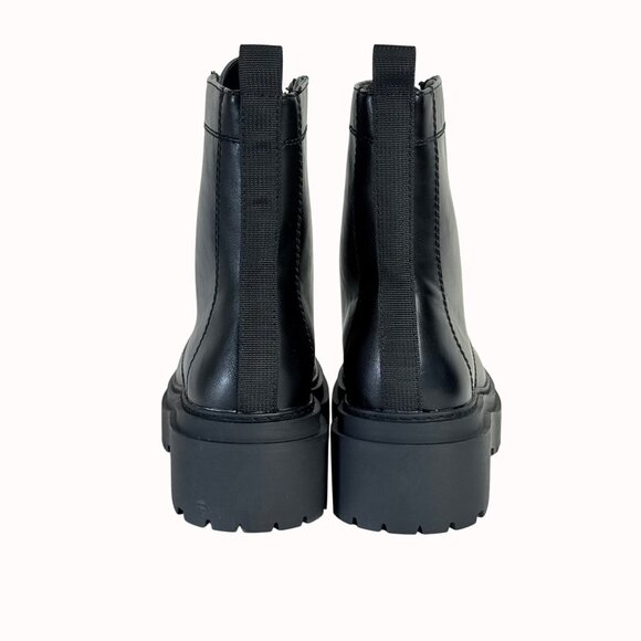 Edgy Black Combat Ankle Boots Size 9 Chunky Lug Platform Front Zipper Biker Goth - Picture 6 of 16